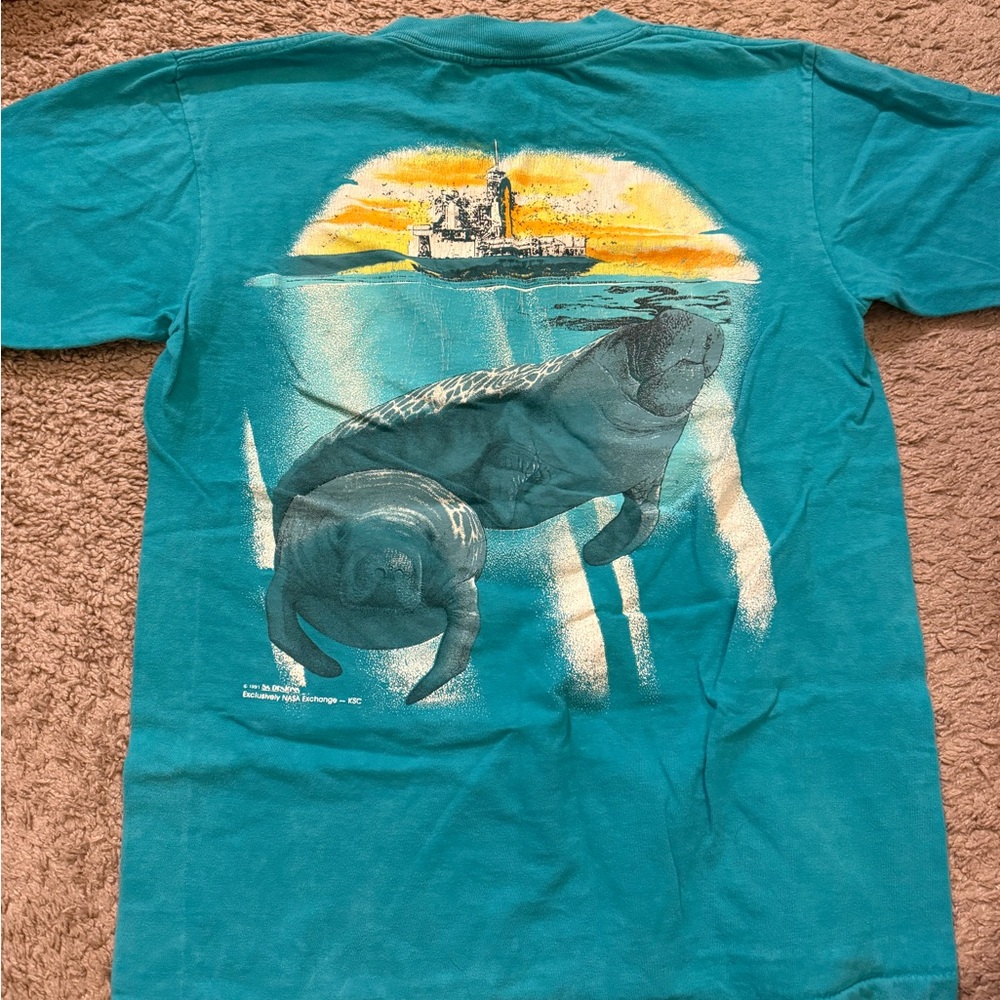 Vintage 1991 Kennedy Space Center Graphic T-Shirt with Manatee Design